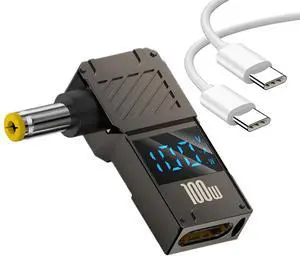 100W PD Power Charger Connector Tip (5.5 x 2.1/2.5mm) with 100W/5A USB C Cable (1.5M) 100W PD Power Charger Connector Tip (5.5 x 2.1/2.5mm) with 100W/5A USB C Cable (1.5M)