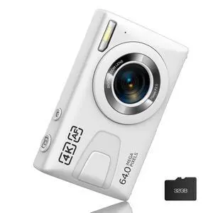 Digital Camera 4K 64MP Vlogging Camera Autofocus Point and Shoot Digital Cameras for Photography Camera for Kid Student Children Teen Girl Boy, 18X, 2 Batteries, 32GB Card, White Digital Camera 4K 64MP Vlogging Camera Autofocus Point and Shoot Digital Cameras for Photography Camera for Kid Student Children Teen Girl Boy, 18X, 2 Batteries, 32GB Card, White