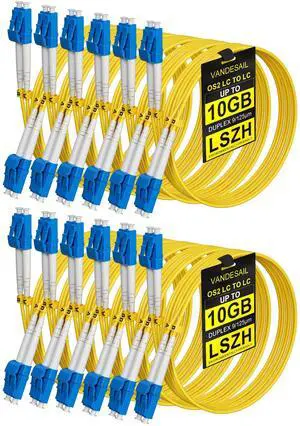 12 Pack 1M/3ft LC to LC Single Mode Fiber Patch Cable OS2 | 9/125µm SMF jumper, individually tested, Duplex LSZH jacket for SFP modules and Data Centers, Yellow 12 Pack 1M/3ft LC to LC Single Mode Fiber Patch Cable OS2 | 9/125µm SMF jumper, individually tested, Duplex LSZH jacket for SFP modules and Data Centers, Yellow