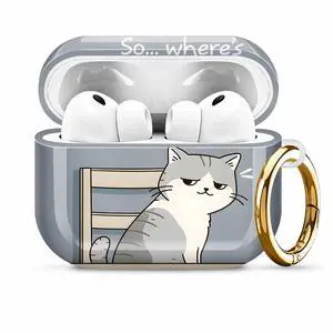 Compatiable with AirPod Pro 3 Trendy Case with Keychain Shockproof and Full Coverage, Unique Pattern Design for 3rd Gen Airpod Pro(Cat Sitting At Table Plate) Compatiable with AirPod Pro 3 Trendy Case with Keychain Shockproof and Full Coverage, Unique Pattern Design for 3rd Gen Airpod Pro(Cat Sitting At Table Plate)