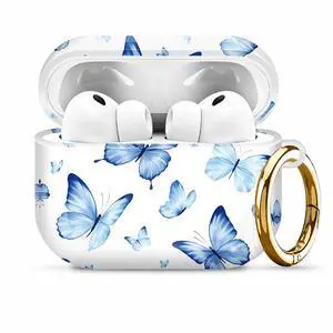 Compatiable with AirPod Pro 3 Trendy Case with Keychain Shockproof and Full Coverage, Unique Pattern Design for 3rd Gen Airpod Pro(Blue Butterflies Watercolor) Compatiable with AirPod Pro 3 Trendy Case with Keychain Shockproof and Full Coverage, Unique Pattern Design for 3rd Gen Airpod Pro(Blue Butterflies Watercolor)
