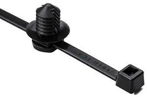 156-00376, 2-Piece Cable Tie/Fir Tree Mount, 8.0"L.30".31" Mounting Hole, 50lb, PA66HS, Black 50Pk 156-00376, 2-Piece Cable Tie/Fir Tree Mount, 8.0"L.30".31" Mounting Hole, 50lb, PA66HS, Black 50Pk
