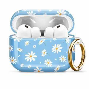 Compatiable with AirPod Pro 3 Trendy Case with Keychain Shockproof and Full Coverage, Unique Pattern Design for 3rd Gen Airpod Pro(Daisy On Blue) Compatiable with AirPod Pro 3 Trendy Case with Keychain Shockproof and Full Coverage, Unique Pattern Design for 3rd Gen Airpod Pro(Daisy On Blue)