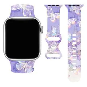 Butterflies Watch Band Compatible with Apple Watch, Silicone Strap Adjustable Replacement for Iwatch Bands All Series Butterflies Watch Band Compatible with Apple Watch, Silicone Strap Adjustable Replacement for Iwatch Bands All Series