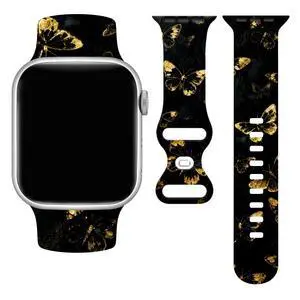 Butterflies Watch Band Compatible with Apple Watch, Silicone Strap Adjustable Replacement for Iwatch Bands All Series Butterflies Watch Band Compatible with Apple Watch, Silicone Strap Adjustable Replacement for Iwatch Bands All Series
