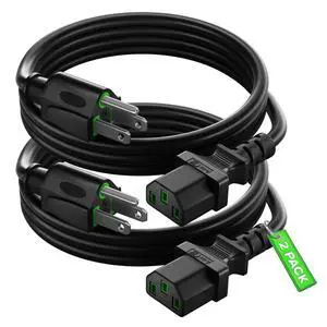3 Feet 2 Pack Universal Computer Monitor Power Cord, C13 Power Cable for Monitor, PC, Desktop, Printer, Scanner, 16 AWG NEMA 5-15P to IEC13 - UL Certified 3 Feet 2 Pack Universal Computer Monitor Power Cord, C13 Power Cable for Monitor, PC, Desktop, Printer, Scanner, 16 AWG NEMA 5-15P to IEC13 - UL Certified