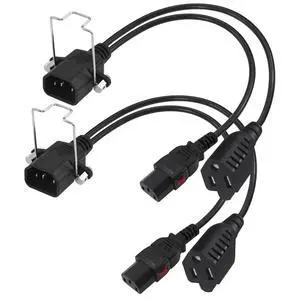 C14 to C13+NEMA 5-15R Y Splitter Power Cord, 1FT 18AWG 10A, Locking IEC320 C14 Male to C13+Nema 5-15R Female Splitter Adapter Extension Cord(Lockable C14&C13 connectors), Black 2-Pack C14 to C13+NEMA 5-15R Y Splitter Power Cord, 1FT 18AWG 10A, Locking IEC320 C14 Male to C13+Nema 5-15R Female Splitter Adapter Extension Cord(Lockable C14&C13 connectors), Black 2-Pack