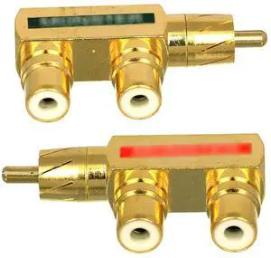 RCA F Shape Splitter Plug Adapter 1 Male to 2 Female, 4 Pack | AV Audio Right angle, Low signal lost RCA F Shape Splitter Plug Adapter 1 Male to 2 Female, 4 Pack | AV Audio Right angle, Low signal lost