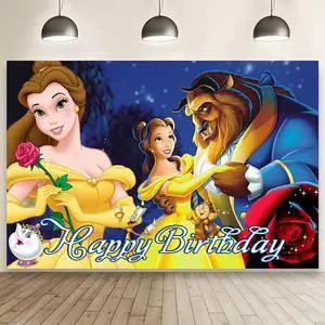 Beauty & Beast Wall Decor Backdrop for Girls Birthday Decorations, Beauty & Beast Banner for Birthday Party Supplies (5x3ft) Beauty & Beast Wall Decor Backdrop for Girls Birthday Decorations, Beauty & Beast Banner for Birthday Party Supplies (5x3ft)