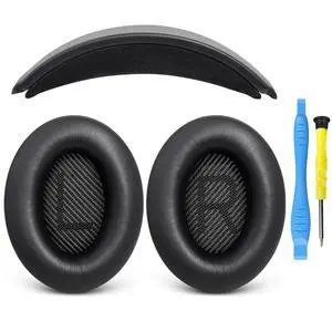 Ear Pads & Headband Replacement Kit for Bose QC35/QC35 ii - Black | Earpads Ear Cushions & Headband, DIY Repair Part with Tool, for QuietComfort35 & Quiet Comfort35 ii, Easy Installation Ear Pads & Headband Replacement Kit for Bose QC35/QC35 ii - Black | Earpads Ear Cushions & Headband, DIY Repair Part with Tool, for QuietComfort35 & Quiet Comfort35 ii, Easy Installation