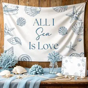 All I Sea is Love Backdrop Banner Beach Seashell Bridal Shower Decorations | Beach Wedding Decorations Coastal Bachelorette Party Supplies for Surf Summer Seaside Engagement Wedding Party 5x3ft All I Sea is Love Backdrop Banner Beach Seashell Bridal Shower Decorations | Beach Wedding Decorations Coastal Bachelorette Party Supplies for Surf Summer Seaside Engagement Wedding Party 5x3ft