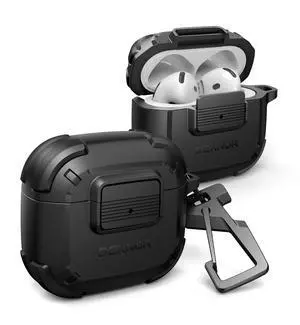 for AirPods 4 Case with Drop-Proof Lock, Shockproof Rugged Bumper Cases Protective Cover with Carabiner & Keyring & Cleaner Kit for AirPods 4th Generation 2024 Black for AirPods 4 Case with Drop-Proof Lock, Shockproof Rugged Bumper Cases Protective Cover with Carabiner & Keyring & Cleaner Kit for AirPods 4th Generation 2024 Black