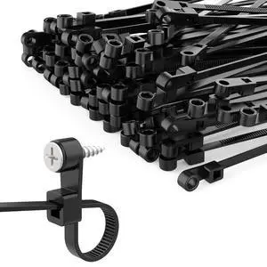 150 Pcs 12 inch Black Zip Ties with Screw Hole, 50LBS Plastic Ties | with Screw Holes for Automotive, Fencing & Outdoor Wire Management 150 Pcs 12 inch Black Zip Ties with Screw Hole, 50LBS Plastic Ties | with Screw Holes for Automotive, Fencing & Outdoor Wire Management