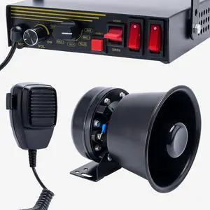 200W 12V 9 Tone Emergency Siren System, Black Steel Speaker Horn, Handheld Microphone, for Emergency Vehicles, Construction Vehicles, Pickup trucks 200W 12V 9 Tone Emergency Siren System, Black Steel Speaker Horn, Handheld Microphone, for Emergency Vehicles, Construction Vehicles, Pickup trucks