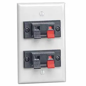 1-Gang Double Spring Clip Device Audio/Video Wallplate, Standard Size, Polymer Break Resistant, Box Mount, White, 40952-2PW 1-Gang Double Spring Clip Device Audio/Video Wallplate, Standard Size, Polymer Break Resistant, Box Mount, White, 40952-2PW