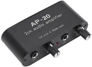 Dual Channel Sound Amplifier, Balanced 1/4 Inch 6.35mm Gain Independent Adjustment Stereo Preamplifier with Aluminum Chassis, for Instruments, Microphones, Amplifiers Dual Channel Sound Amplifier, Balanced 1/4 Inch 6.35mm Gain Independent Adjustment Stereo Preamplifier with Aluminum Chassis, for Instruments, Microphones, Amplifiers