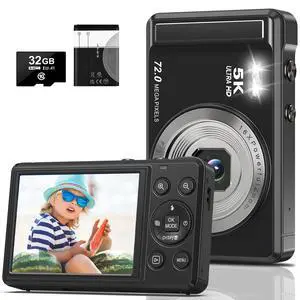 5K 72MP Digital Camera - with 16X Zoom Autofocus Point and Shoot Digital Camera, 2.8" Screen Compact Portable Vlogging Camara with 32GB Card for Teens Boys Girls 5K 72MP Digital Camera - with 16X Zoom Autofocus Point and Shoot Digital Camera, 2.8" Screen Compact Portable Vlogging Camara with 32GB Card for Teens Boys Girls