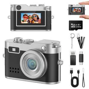 Mini Keychain Digital Camera, 18g Ultra-Light Portable Small Camera with 32GB Card, 1080P HD Video & 2MP Photo, Small Pocket Camera with Flash & Filters for Travel, Party, Creative Gift (Black) Mini Keychain Digital Camera, 18g Ultra-Light Portable Small Camera with 32GB Card, 1080P HD Video & 2MP Photo, Small Pocket Camera with Flash & Filters for Travel, Party, Creative Gift (Black)