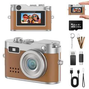 Mini Keychain Digital Camera, 18g Ultra-Light Portable Small Camera with 32GB Card, 1080P HD Video & 2MP Photo, Pocket Camera with Flash & Filters for Travel, Party, Creative Gift (Brown) Mini Keychain Digital Camera, 18g Ultra-Light Portable Small Camera with 32GB Card, 1080P HD Video & 2MP Photo, Pocket Camera with Flash & Filters for Travel, Party, Creative Gift (Brown)