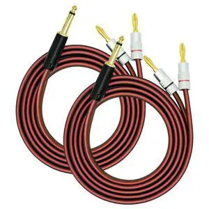 2Pack Gold-Plated 1/4" TS Mono to Banana Plug Speaker Cable - 14AWG OFC Copper Audio Cable for Guitar, Mic & DJ Equipment, Dual PVC Shielded, Hi-Fi Sound 6.5FT 2Pack Gold-Plated 1/4" TS Mono to Banana Plug Speaker Cable - 14AWG OFC Copper Audio Cable for Guitar, Mic & DJ Equipment, Dual PVC Shielded, Hi-Fi Sound 6.5FT