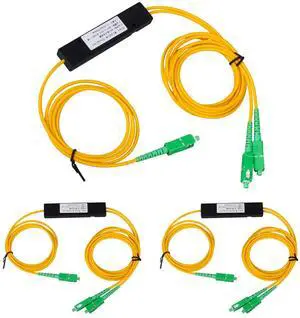 SC/APC Fiber Optical FBT Splitter 1x2(1 in 2 Out) Singlemode 1310/1550nm for Network Signal Distribution(3 Pack) SC/APC Fiber Optical FBT Splitter 1x2(1 in 2 Out) Singlemode 1310/1550nm for Network Signal Distribution(3 Pack)