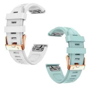 20mm Watch Band for Garmin fenix 5s 6s 7s, Quickfit 20 Bands Rose Gold Silicone WHITE and SEA FOAM Bundle 20mm Watch Band for Garmin fenix 5s 6s 7s, Quickfit 20 Bands Rose Gold Silicone WHITE and SEA FOAM Bundle