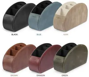 Remote Control Holder with 5 Pockets - Store DVD, Blu-Ray, TV, Roku or Apple TV Remotes - Real Leather with Suede Lining - Slim, Compact Living or Bedroom Storage Remote Control Holder with 5 Pockets - Store DVD, Blu-Ray, TV, Roku or Apple TV Remotes - Real Leather with Suede Lining - Slim, Compact Living or Bedroom Storage