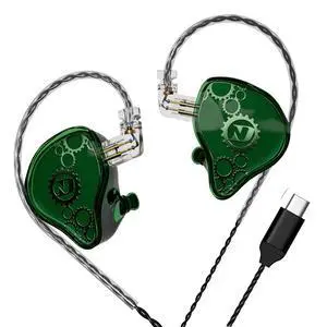 ND Venus in Ear Monitor Headphones, 10mm Double Magnetic Dynamic Driver IEM Earphones, HiFi Wired Gaming Earbuds, 2 Pin Detachable Cable (Without Mic, Green, USB-C Port) ND Venus in Ear Monitor Headphones, 10mm Double Magnetic Dynamic Driver IEM Earphones, HiFi Wired Gaming Earbuds, 2 Pin Detachable Cable (Without Mic, Green, USB-C Port)
