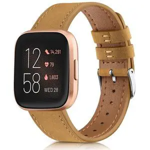 Band Compatible with Fitbit Versa 2 Bands - Genuine Leather Band Replacement Strap for Women & Men Band Compatible with Fitbit Versa 2 Bands - Genuine Leather Band Replacement Strap for Women & Men
