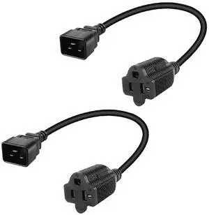 2 Pack IEC320 C20 to NEMA5-15R & 5-20R Female Comb Power Converter Adapter,PDU/UPS Plug 16Amp C20 3 pin to 5-15/20R AC Power Cord,1FT/0.32M 2 Pack IEC320 C20 to NEMA5-15R & 5-20R Female Comb Power Converter Adapter,PDU/UPS Plug 16Amp C20 3 pin to 5-15/20R AC Power Cord,1FT/0.32M
