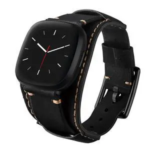 Compatible with Fitbit Sense/Versa 3 Bands Genuine Leather Cuff Band Replacement Strap with Stainless Steel Clasp Compatible for Fitbit Versa 3 Sense Accessories Men Women Compatible with Fitbit Sense/Versa 3 Bands Genuine Leather Cuff Band Replacement Strap with Stainless Steel Clasp Compatible for Fitbit Versa 3 Sense Accessories Men Women