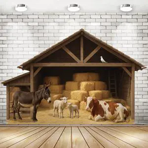 9.8 x 6.5 ft Christmas Nativity Backdrop Decorations | Nativity Stable Scene Garage Door Banner Farm Barn Manger Straw Bales Haystack Wall Decor for Holiday Party Decor 9.8 x 6.5 ft Christmas Nativity Backdrop Decorations | Nativity Stable Scene Garage Door Banner Farm Barn Manger Straw Bales Haystack Wall Decor for Holiday Party Decor