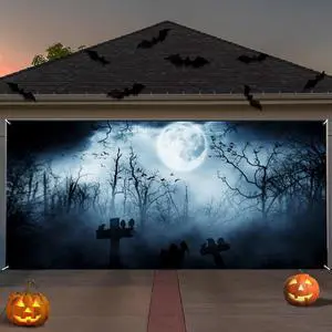 Halloween Garage Door Decorations Banner Cover Skeleton Graveyard Wooden Spooky Night Garage Wall Decorations for Outdoor Holiday Party Indoor Outdoor Decor Banner Cover 13x6ft Halloween Garage Door Decorations Banner Cover Skeleton Graveyard Wooden Spooky Night Garage Wall Decorations for Outdoor Holiday Party Indoor Outdoor Decor Banner Cover 13x6ft