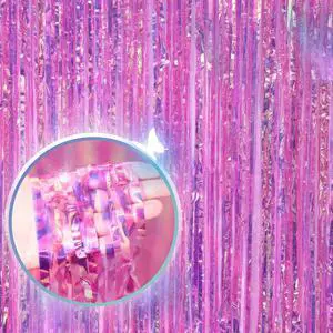 3.3 X 8 FT Foil Fringe Backdrop Curtains Party Supplies for Wedding Decor, Photo Booth, Streamers Party Decorations High Shine Ultra-Sparkly Back Drop Prom Decorations (Pink) 3.3 X 8 FT Foil Fringe Backdrop Curtains Party Supplies for Wedding Decor, Photo Booth, Streamers Party Decorations High Shine Ultra-Sparkly Back Drop Prom Decorations (Pink)