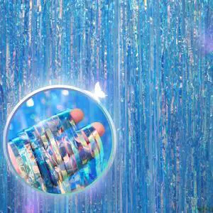 3.3 X 8 FT Foil Fringe Backdrop Curtains Party Supplies for Wedding Decor, Photo Booth, Streamers Party Decorations High Shine Ultra-Sparkly Back Drop Prom Decorations (Blue) 3.3 X 8 FT Foil Fringe Backdrop Curtains Party Supplies for Wedding Decor, Photo Booth, Streamers Party Decorations High Shine Ultra-Sparkly Back Drop Prom Decorations (Blue)