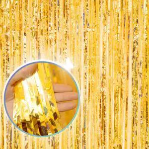3.3 X 8 FT Foil Fringe Backdrop Curtains Party Supplies for Wedding Decor, Photo Booth, Streamers Party Decorations High Shine Ultra-Sparkly Back Drop Prom Decorations (Gold) 3.3 X 8 FT Foil Fringe Backdrop Curtains Party Supplies for Wedding Decor, Photo Booth, Streamers Party Decorations High Shine Ultra-Sparkly Back Drop Prom Decorations (Gold)