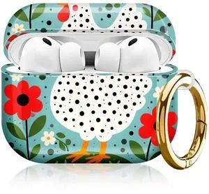 Compatible with AirPod Pro 3rd Gen(2025) Case,Protective Case for AirPod Pro 3rd Gen, Shockproof with Carabiner, Wireless Charging Compatible for Women Men(Chicken with Red Flowers) Compatible with AirPod Pro 3rd Gen(2025) Case,Protective Case for AirPod Pro 3rd Gen, Shockproof with Carabiner, Wireless Charging Compatible for Women Men(Chicken with Red Flowers)