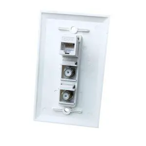 Single Gang 2 Coax 1 CAT6 Ethernet Wall Plate - Dual Coaxial Cable TV and 1 Cat 6 RJ45 Keystone Jack Faceplate - White Single Gang 2 Coax 1 CAT6 Ethernet Wall Plate - Dual Coaxial Cable TV and 1 Cat 6 RJ45 Keystone Jack Faceplate - White