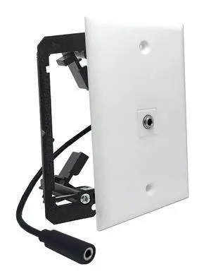 3.5mm Stereo Headphone Wall Jack, Female to Female Audio Connectors, in-line Modular, with Extension Cable and Mounting Bracket, Aux Wall Plate 3.5mm Stereo Headphone Wall Jack, Female to Female Audio Connectors, in-line Modular, with Extension Cable and Mounting Bracket, Aux Wall Plate