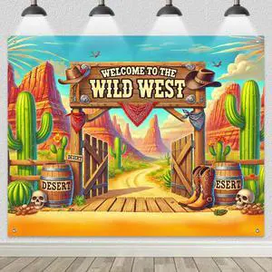 Wild West Backdrop Desert Cactus Cowboy 8x6ft | Wild West Party Backdrop with Desert Cactus Cowboy for Cowboy Western Indoor Outdoor Photo Booth Decoration Wild West Backdrop Desert Cactus Cowboy 8x6ft | Wild West Party Backdrop with Desert Cactus Cowboy for Cowboy Western Indoor Outdoor Photo Booth Decoration