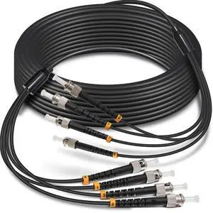 50ft/15m 4 Core Industrial TPU ST to ST Outdoor Armored Fiber Optic Cable | 4 Strands OS2 Single Mode Fiber Patch Cord, 9/125um, OD-5mm, Direct Burial ST-ST 50ft/15m 4 Core Industrial TPU ST to ST Outdoor Armored Fiber Optic Cable | 4 Strands OS2 Single Mode Fiber Patch Cord, 9/125um, OD-5mm, Direct Burial ST-ST