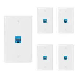 5-Pack Cat6A Ethernet Wall Plate, 1-Port RJ45 Wall Plate, Blue | 1-Port Keystone Wall Plates with Cat 6A Coupler 10Gbit/s, Female to Female Cat6a Wall Plate, Cat6a/Cat6/5e, PoE 5-Pack Cat6A Ethernet Wall Plate, 1-Port RJ45 Wall Plate, Blue | 1-Port Keystone Wall Plates with Cat 6A Coupler 10Gbit/s, Female to Female Cat6a Wall Plate, Cat6a/Cat6/5e, PoE