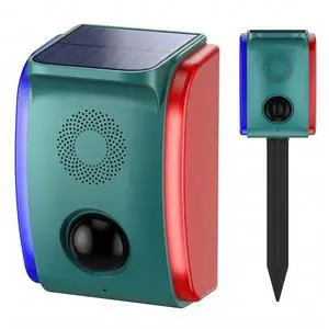 Solar Motion Sensor Alarm, Motion Activated Deer Bear Deterrent | Voice Customization, 20 Sounds With Dog Barking, Red & Blue Strobe, 5 Smart Modes, Auto-Patrol For Farm, Barn, Orchard Solar Motion Sensor Alarm, Motion Activated Deer Bear Deterrent | Voice Customization, 20 Sounds With Dog Barking, Red & Blue Strobe, 5 Smart Modes, Auto-Patrol For Farm, Barn, Orchard