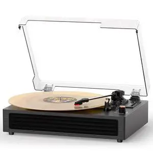 Bluetooth Turntable Vinyl Record Player, 3-Speed Record Player with Built-in Speakers,USB Recording, AUX in Auto Stop, Belt-Drive LP Player Grey Bluetooth Turntable Vinyl Record Player, 3-Speed Record Player with Built-in Speakers,USB Recording, AUX in Auto Stop, Belt-Drive LP Player Grey