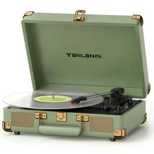 Suitcase Record Player with Bluetooth, 3-Speed Belt-Drive Portable Turntable, Built-in Stereo Speakers, Vinyl-to-MP3 USB Recording, RCA & Headphone Output, AUX Input, Sage Green Suitcase Record Player with Bluetooth, 3-Speed Belt-Drive Portable Turntable, Built-in Stereo Speakers, Vinyl-to-MP3 USB Recording, RCA & Headphone Output, AUX Input, Sage Green