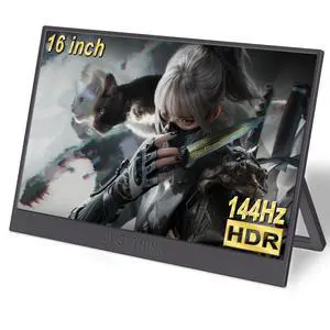 16" Portable Monitor 144Hz, 1920x1200 16:10 IPS Laptop Monitor | Kickstand Ultra Slim External Second Screen for Laptop PC Phone PS5 Xbox 16" Portable Monitor 144Hz, 1920x1200 16:10 IPS Laptop Monitor | Kickstand Ultra Slim External Second Screen for Laptop PC Phone PS5 Xbox