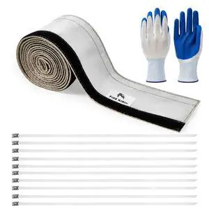 Heat Shroud Sleeve, Aluminized Sleeving, Silver Hose Wire Protection Sleeving 2.2" I.D. X 3FT with Hook and Loop Closure, 10PCS Stainless Steel Cable Ties (Silver, W: 7.88inch L: 3.3FT) Heat Shroud Sleeve, Aluminized Sleeving, Silver Hose Wire Protection Sleeving 2.2" I.D. X 3FT with Hook and Loop Closure, 10PCS Stainless Steel Cable Ties (Silver, W: 7.88inch L: 3.3FT)
