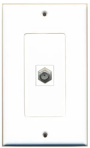 1 Coax Cable TV Port Wall Plate Oversized Jumbo MIDI White 1 Coax Cable TV Port Wall Plate Oversized Jumbo MIDI White