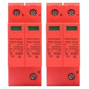 2Pcs SPD Protective Devices, DC Photovoltaic Arrester, PC Retardant,Visual Window, 40kA Discharge Current,Nominal 20kA, 3.5kV Voltage Protection Level (DC 500V) 2Pcs SPD Protective Devices, DC Photovoltaic Arrester, PC Retardant,Visual Window, 40kA Discharge Current,Nominal 20kA, 3.5kV Voltage Protection Level (DC 500V)