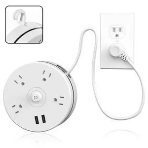 Travel Power Strip with USB Ports, 6ft Extension Cord, Circular Retractable Power Strip with 4 AC and 2 USB Ports, Wall Mountable with Hook, for Home Office Dorm Cruise Essentials, White Travel Power Strip with USB Ports, 6ft Extension Cord, Circular Retractable Power Strip with 4 AC and 2 USB Ports, Wall Mountable with Hook, for Home Office Dorm Cruise Essentials, White